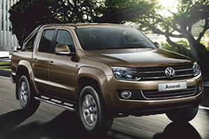 Volkswagen Amarok Highline 2.0 BiTDi 180 PS 4MOTION Permanent Auto BMT in Toffee Brown with Nappa Leather, Sat Nav, Tow Bar, Load Compartment Coating, Visibility Pack, 19 Inch Cantera Alloys, Leather Multi-Function Steering Wheel & Front Fog Lights